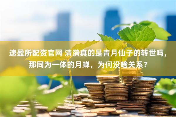 速盈所配资官网 清漪真的是青月仙子的转世吗，那同为一体的月蝉，为何没啥关系？